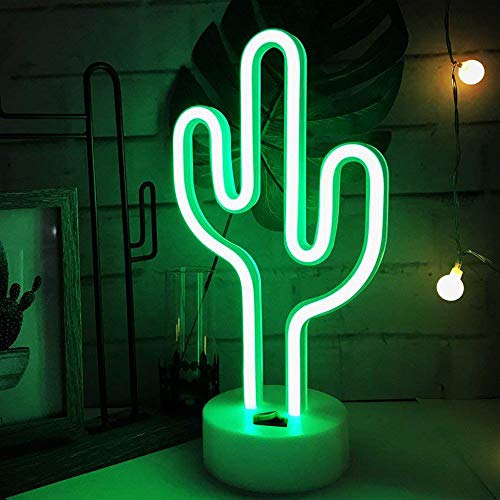 ENUOLI Cactus luces de neón señales LED Cactus luces de neón luces de la noche con la boda de dormitorio habitación USB pedestal sitio de la decoración de la batería Operación Cactus lámparas de neón