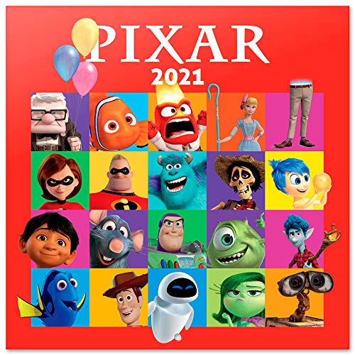 ERIK - Calendario de pared 2021 Pixar Movies, Producto oficial,30x30 cm