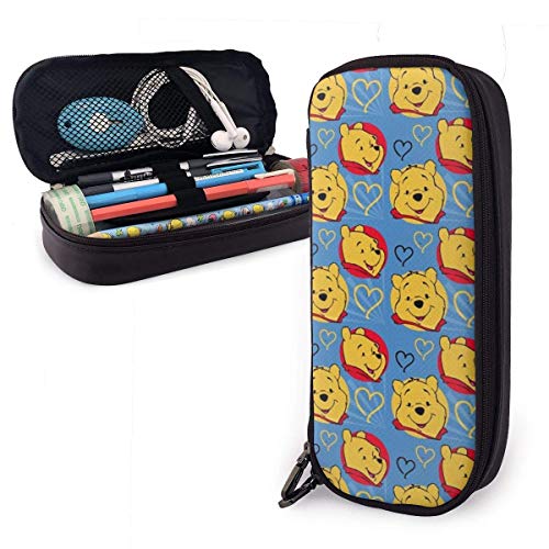 Estuche para lápices Winnie The Pooh Love Big Capacity Bolso para lápices Maquillaje Estuche para bolígrafos Papelería con doble cremallera Portalápices para escuela/oficina