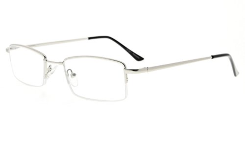 Eyekepper Gafas de lectura de medias llantas con flexión de memoria de titanio Puente Bendable para hombres Mujer (Plata,+2.50)