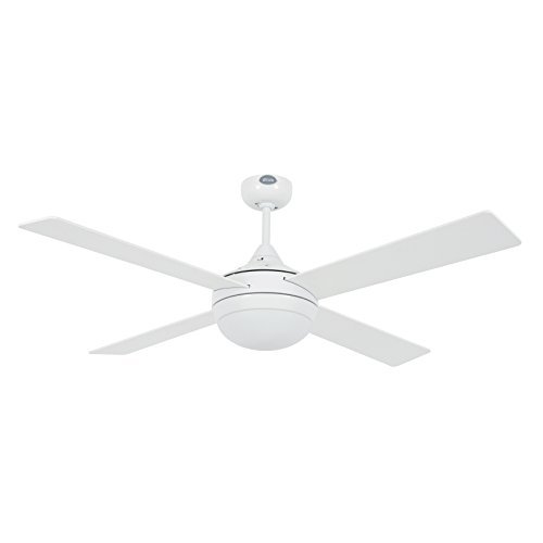 Faro Barcelona 33700 - ICARIA Ventilador de techo con luz, 20W, metal, cristal opal y palas plywood/blanco reversible