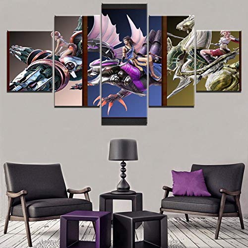 FHSFFS Impresiones Modernas de Pinturas para Sala de Juego pósters 5 Grupos Final Fantasy XIII Mujer Arte de la Pared Lienzo Cuadros modulares decoración del hogar