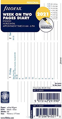 Filofax - Agenda de citas horizontales (2021 en dos páginas)