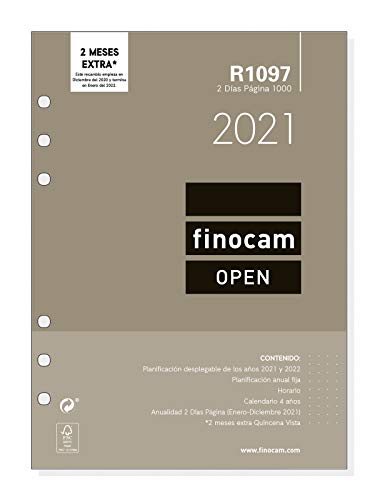 Finocam - Recambio Anual 2021 2 Días página Open R1097 Español