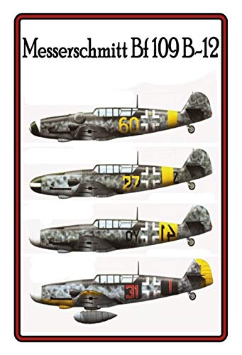 FS Messerschmitt Bf 109 B-12 - Cartel de chapa curvada (20 x 30 cm)