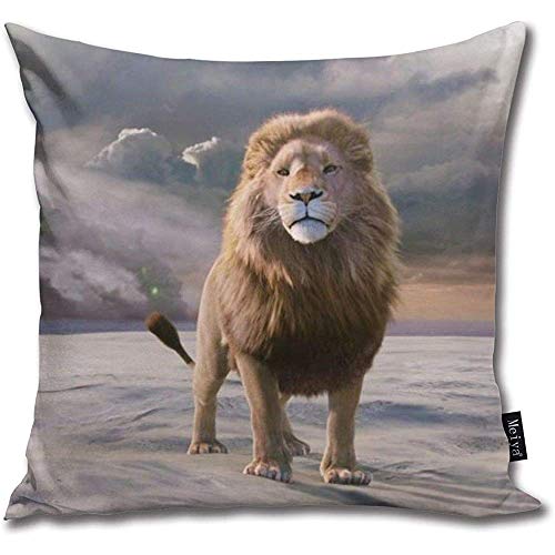 Funda de cojín cojín Película de león Las crónicas de Narnia El león La Bruja y el Armario Funda de Almohada Decorativa Cuadrada