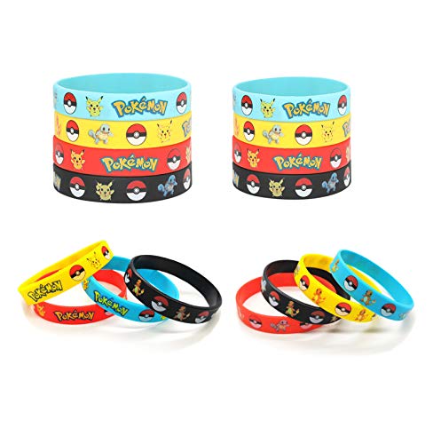 Funmo - 16 Piezas Pokemon Pulsera de Silicona, Fiesta para niños y Adultos