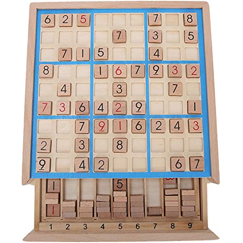 Garosa Juego de Mesa Sudoku de Madera con cajón y 81 Bloques de Madera Digitales para niños o Adultos, Rompecabezas de matemáticas, Juguetes educativos de Escritorio