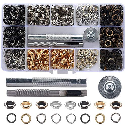 Gasea 400pcs Kit de Ojetes Metalicos, Ojales Metalicos de Diámetro Interior 5 mm Para DIY Zapatos Manualidad Ropa Bolsa