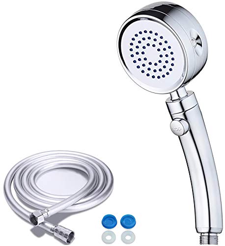 GAVAER Alcachofa de Ducha, Ducha de mano con 2m manguera, cabezal de ducha con 5 Modos de Spray de Agua, Ducha de Mano Alta Presión Universal Extraíble Rotación de 360 °, Ahorro de Agua para Baño.