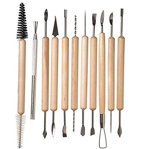 Gearmax® Set de 11 piezas de para cerámica de arcilla - Material: madera y metal - Excelente para trabajar con arcilla , pintura, manualidades, madera, proyectos de arte , esculturas y otros proyectos de arte