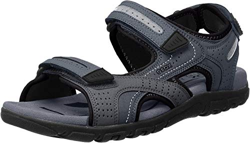 Geox UOMO Sandal Strada D, Sandalia con Pulsera Hombre, Gris Stone Lt Grey, 43 EU