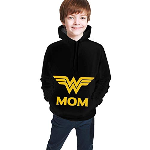 Gersafy Sudadera con Capucha para Adolescentes Sudadera con Capucha para niños y niñas Negro Wonder Woman Wonder Mom M