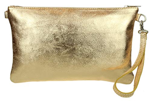 Girly HandBags - Cartera de mano de piel auténtica para mujer dorado dorado