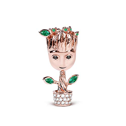 Gnoce"Soy Groot" Tree Man Abalorio Charms De Mujer De Ley 925 Plata Esterlina Abalorios Con Zirconia Compatible con Pulsera o collar