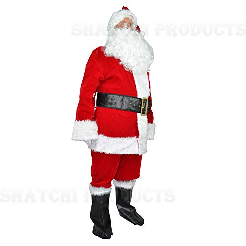 GoodsOnline24/7 Disfraz navideño de Papá Noel, de Terciopelo, 8 Piezas, extralargo, de Lujo
