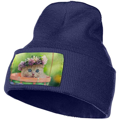 Gorros de Punto Lindo Gato Gorro Slouch Beanie de Fino para Hombres Mujeres Sombrero de Invierno de Punto Gorro