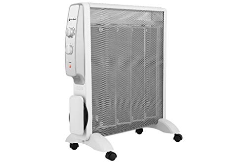 Grunkel - RMC-2000 - Radiador de mica de cuatro elementos, termostato, 2 niveles de potencia y protección contra sobrecalentamiento - 2000W - Blanco