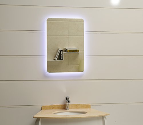 GS045N - Espejo de pared con luz led (IP44, 50 x 70 cm), color blanco