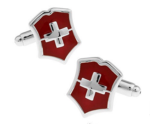 Gudeke Swiss Flag Switzerland Cross French Shirt Cufflinks Suiza Bandera suiza camisa cruzada francesa Gemelos