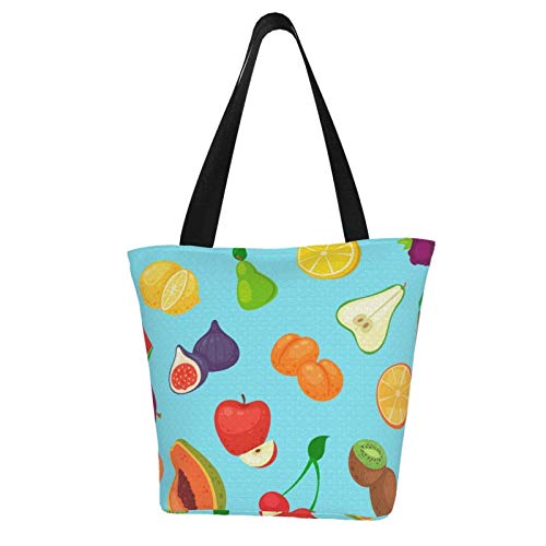 Hagerloo Boceto de frutas tropicales de patrones sin fisuras imagen vectorial bolsa de lona personalizada, bolso lavable, bandolera, bolsas de supermercado, bolsa de compras para mujeres