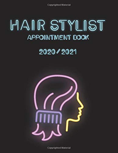 Hair Stylist Appointment Book 2020-2021: 12 Months DATED Calendar | Daily & Hourly Planner | 8AM - 8PM | 30 Minutes Slots | Includes Alphabetical Client Tracking Book | Pink Hair Cover