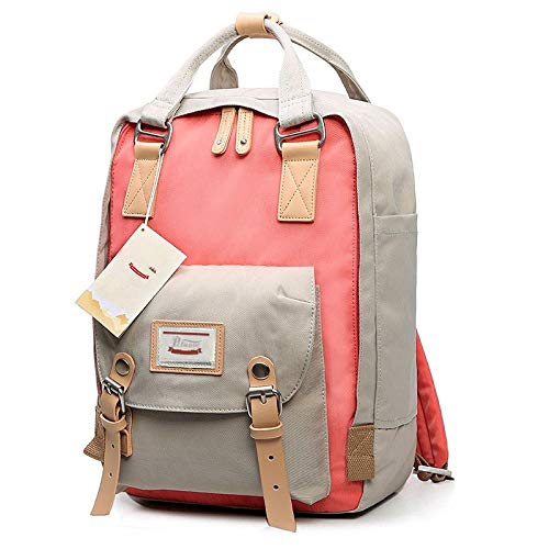 Haodong Mochila para Mujer Mochila Escolar de Gran Capacidad Mochila de Lona para niñas Moda Bolsas de Viaje para computadora portátil Vintage-PAGS