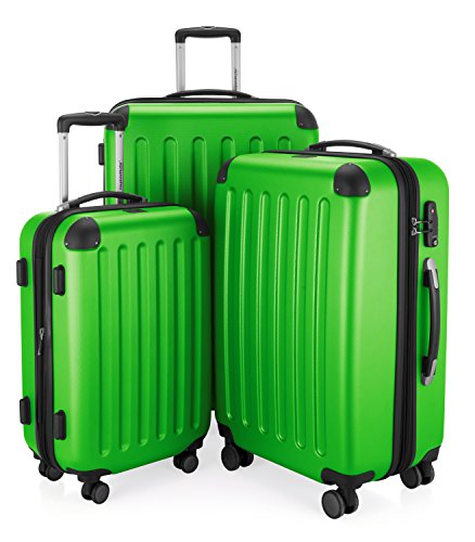 HAUPTSTADTKOFFER - Trolley set de capital-maleta - juerga - 3 equipaje conjunto rolling duro caso viaje equipaje extensible, TSA, 4 ruedas, (S, M y L), manzana verde