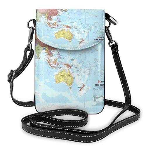 Hdadwy Bolso bandolera pequeño Monedero para teléfono celular Monedero Mapa del mundo Bolso para pasaporte de viaje Bolsos para mujeres