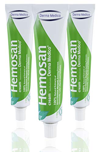 HEMOSAN 3 PACK - Picazón con crema de alivio rápido, fisuras anales, hemorroides, eccemas anales, prurito Ani - 100% ingredientes naturales Pilas de aceite - sin parabenos