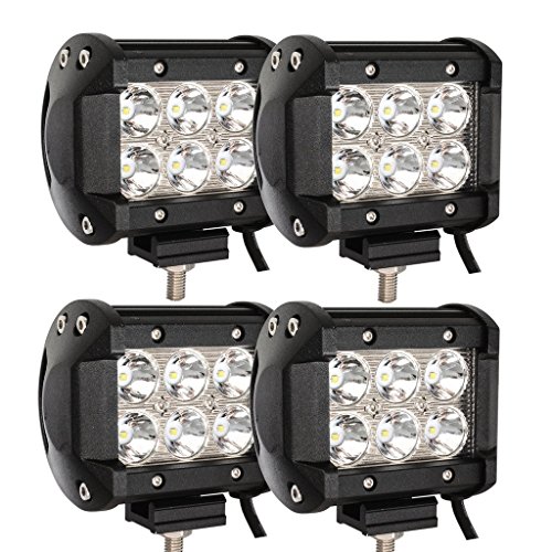 Hengda 4X 18W Faro de trabajo, 12V 24V Focos LED Tractor, Faros adicionales Offroad, IP67 Impermeable Luz antiniebla para Camiones Todo Terreno, ATV, SUV, 6500K, 4320LM