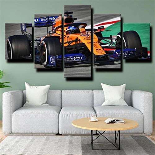 hgjfg Cuadro sobre Impresión Lienzo 5 Piezas Listo para Colgar un Marco Fórmula 1 Mclaren Mcl34 F1 HD Arte De Pared Modulares Sala De Estar Dormitorios Decoración para El Hogar Póster