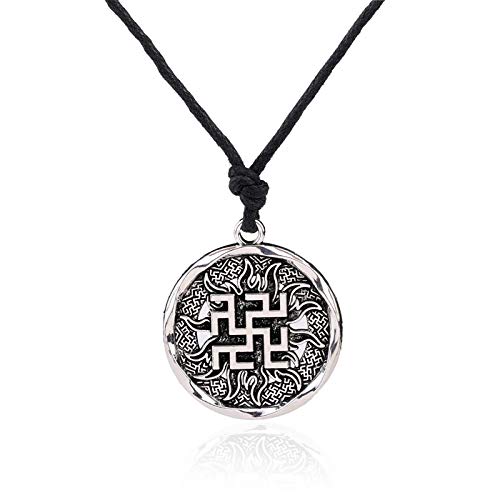 HHW Colgante de tótem de Flor de Helecho eslavo Collar de Amuleto Vintage nórdico Vikingo, Plata