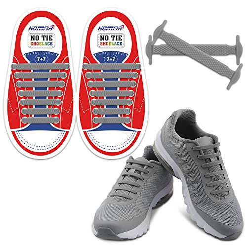 Homar sin corbata Cordones de zapatos para niños y adultos Impermeables cordones de zapatos de atletismo atlética de silicona elástico plano con multicolor de los zapatos del tablero Sneaker boots (Kid Size Gray)