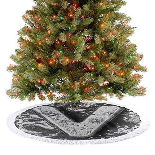 Homesonne Faldones de árbol, alfabeto, estilo antiguo, simbólico, nombre medio en tipografía medieval, decoración de fiestas navideñas, decoración de fiestas, color gris, 122 cm