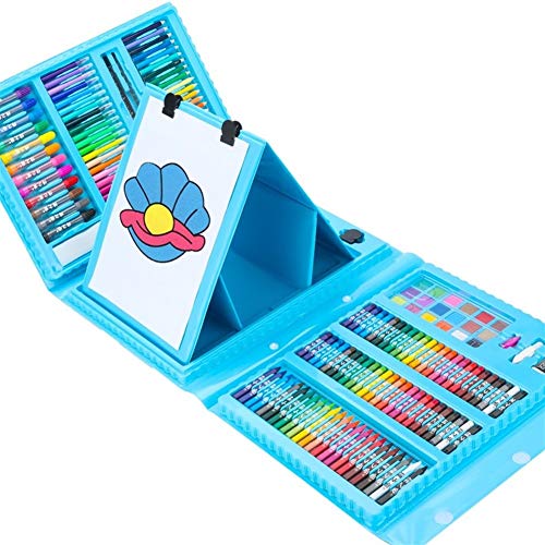 HongTeng-Juego de bolígrafos de Color Cepillo de Pintura Conjunto de Herramientas de los niños Pluma de la Acuarela crayones 218 Fija la Pintura (Color : Blue)