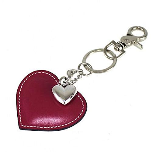 Idea regalo corazón de Dama llavero mujer cuero llavero corazón llavero coche casa con gancho mosquetón y anillos llavero forma corazón auténtica piel Made in Italy rojo