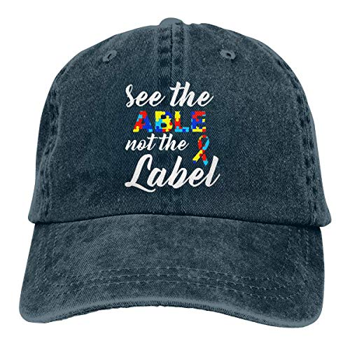 IIFENGLE Gorra de béisbol Retro para Adultos Sombrero de Vaquero Deportivo Unisex Sombrero de Camionero al Aire Libre Autism Awareness Puzzle See The Able Not The Label