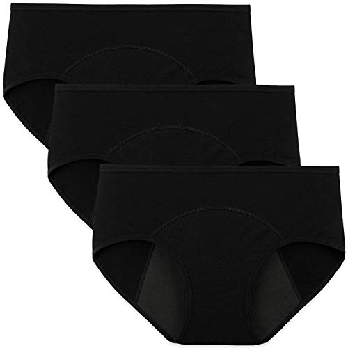 INNERSY Bragas Menstruales Absorbentes de Mujer para Período Algodón Pack de 3 (M-EU 40, 3 Negro)