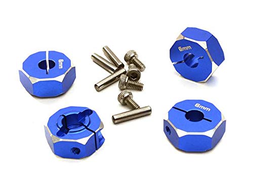 Integy RC Model Hop-ups OBM-1374BLUE 12mm Hex Wheel (4) Hub 6mm Thick for Axial 1/10, Tamiya, TC & Drift