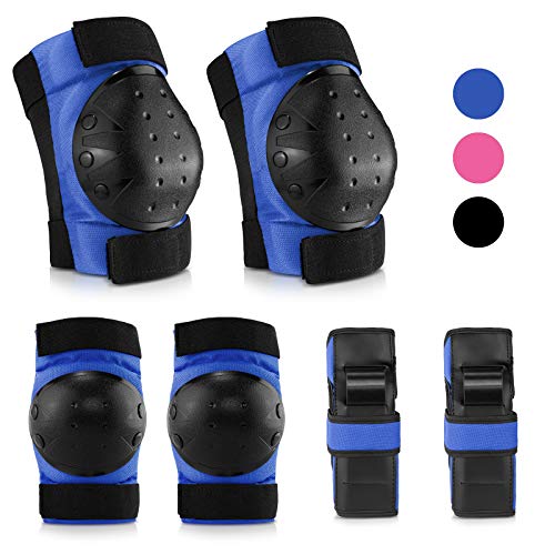 IPSXP Protecciones Patines, Almohadillas para Rodillas Codo Muñeca Niños Adolescente Seguridad en la Protecciones para Monopatín, Skate, Patines, Patinaje, Scooter, Bicicleta（M）