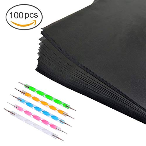 iSuperb 100 hojas de papel de transferencia de carbono, 5 unidades, para repujado, papel de carbón para madera, papel, lona, (33 x 23 cm, 100 unidades)