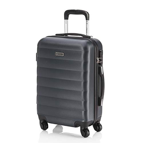 ITACA - Maleta Cabina de Viaje rígida 4 Ruedas Trolley 55 cm abs. Equipaje de Mano. pequeña cómoda Ligera y Bonita. Low Cost ryanair Precio. 71250, Color Antracita