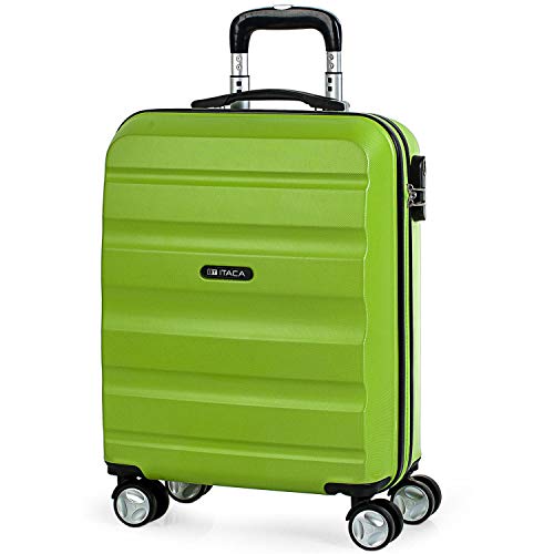 ITACA - Maleta de Viaje 55x40x20 cm Cabina Avion Trolley ABS Lisa. Equipaje de Mano. Pequeña Rígida Práctica y Ligera. 4 Ruedas y Candado. Calidad y Diseño. Viajes Cortos, T71650, Color Pistacho