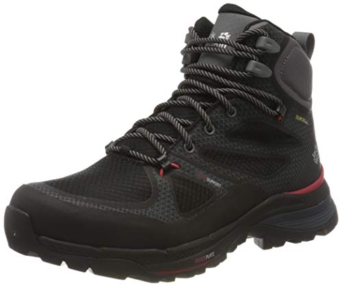 Jack Wolfskin Force Striker Texapore Mid, Zapatillas para Caminar Mujer, Black/Red, 37.5 EU