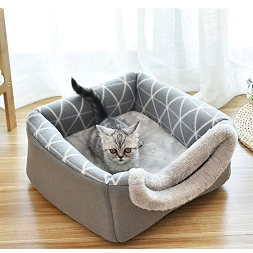 JGRR Cama for Mascotas for Gatos Perros Nido Suave Kennel Cama Casa Casa de la Cueva Bolsa de Dormir Mat Pad Pad Tent Mascotas Invierno Cálido Cómodo Camas 2 Tamaño L XL 2 Colores