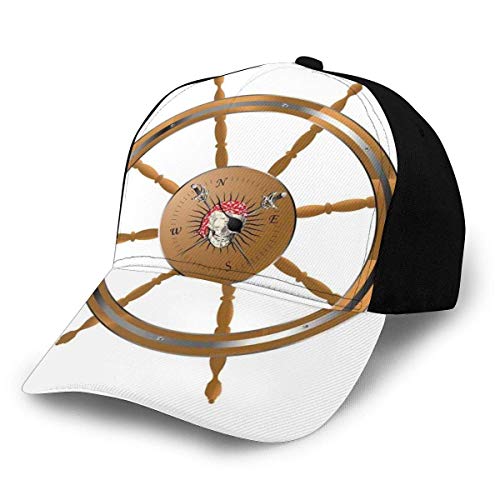 JONINOT Hombres Mujeres Gorra de béisbol Ajustable Sombrero Volante de Madera Imagen de Pirata Calavera Seaman Estilo de Vida Inspirado en el océano