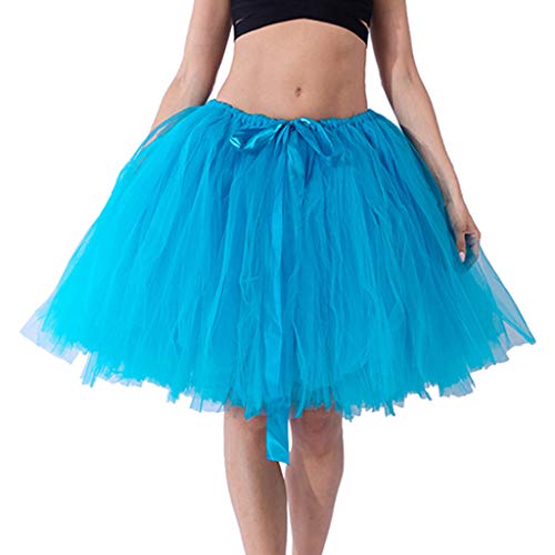 Julhold Tutu - Falda de baile para mujer, falda de tul, falda de los años 50 azul celeste Talla única