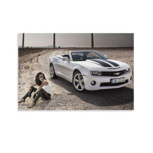 KEBEC Póster de pelo negro Cabrio Camaro Car Chevrolet Desert Muscle Road SS HD Art HD Póster decorativo lienzo de pared arte de la sala de estar y dormitorio, 30 x 45 cm