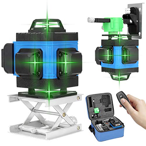 Kecheer Nivel laser autonivelante 16 líneas con Blue-tooth control,Nivelador laser 4D horizontal vertical,Niveles láser verde función de autonivelación